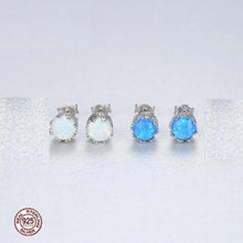 Load image into Gallery viewer, Blue Opal Gemstone Stud Silver Earrings
