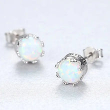 Load image into Gallery viewer, Blue Opal Gemstone Stud Silver Earrings
