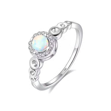 Load image into Gallery viewer, Blue Opal Gemstone Circle Band Silver Ring
