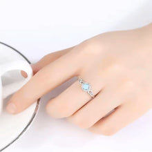 Load image into Gallery viewer, Blue Opal Gemstone Circle Band Silver Ring
