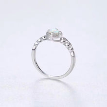 Load image into Gallery viewer, Blue Opal Gemstone Circle Band Silver Ring
