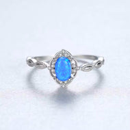 Blue opal ring in 925 sterling silver with oval blue opal gemstone | MysticFlavia