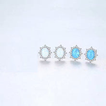 Load image into Gallery viewer, Blue Opal Gemstone Starry Silver Earrings
