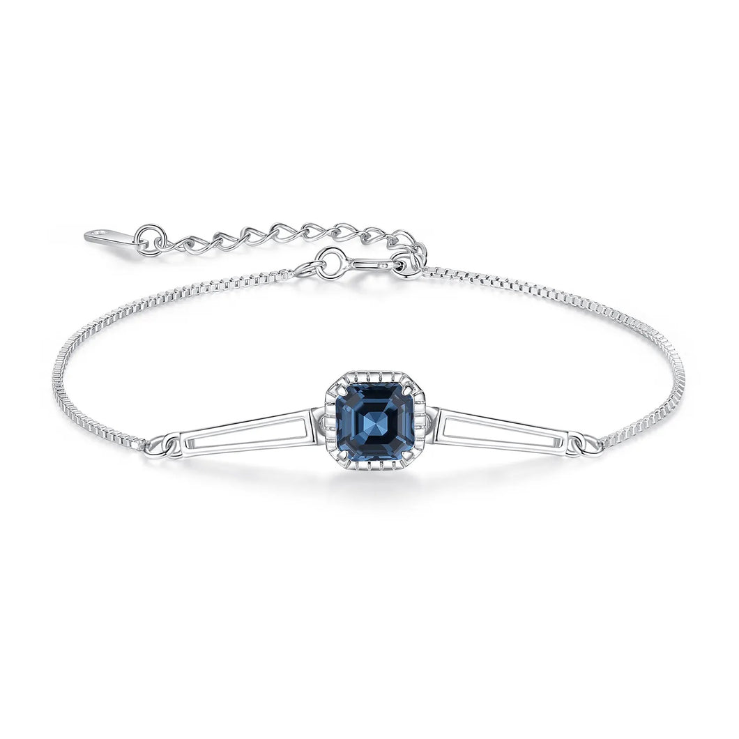 Sapphire Serenity Square Swarovski Silver Bracelet
