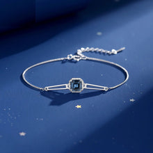Load image into Gallery viewer, Sapphire Serenity Square Swarovski Silver Bracelet
