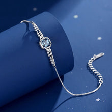 Load image into Gallery viewer, Sapphire Serenity Square Swarovski Silver Bracelet
