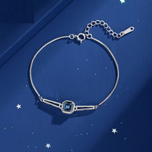 Load image into Gallery viewer, Sapphire Serenity Square Swarovski Silver Bracelet
