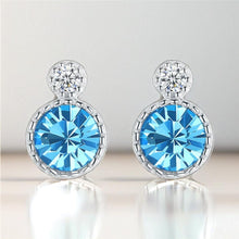 Load image into Gallery viewer, Blue Swarovski Crystal Circle Silver Earrings
