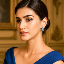 Load image into Gallery viewer, Blue Swarovski Crystal Circle Silver Earrings
