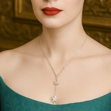 Load image into Gallery viewer, Boho Star Moon White Zircon Silver Necklace
