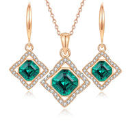 Emerald Lumina Swarovski Crystal Silver Necklace Set