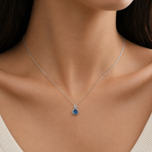 Load image into Gallery viewer, Blue Swarovski Crystal Circle Pendant Silver Necklace
