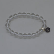 Load image into Gallery viewer, Clear Quartz Flat Silver Bead Bracelet (8 MM)

