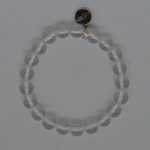 Load image into Gallery viewer, Clear Quartz Flat Silver Bead Bracelet (8 MM)
