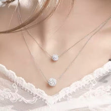 Load image into Gallery viewer, White  Zircon Crystal Ball Duo Silver Necklace
