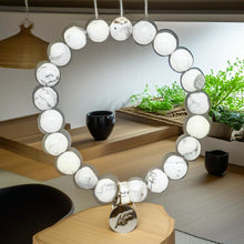Load image into Gallery viewer, White Howlite Flat Silver Bead Bracelet (8 MM)
