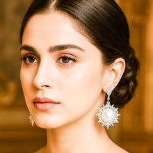 Load image into Gallery viewer, Dangling Snowflake Pearl Zircon Silver Earrings
