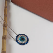 Load image into Gallery viewer, Evil Eye Zircon Pendant Silver Necklace
