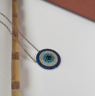 Evil Eye Zircon Pendant Silver Necklace
