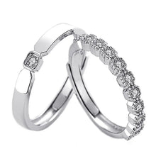 Load image into Gallery viewer, Mary Adams Zircon Adjustable Couple Silver Ring
