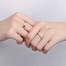 Load image into Gallery viewer, Mary Adams Zircon Adjustable Couple Silver Ring
