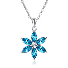 Load image into Gallery viewer, Blue Flowery Swarovski Crystal Silver Necklace Set
