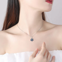 Load image into Gallery viewer, Blue Flowery Swarovski Crystal Silver Necklace Set
