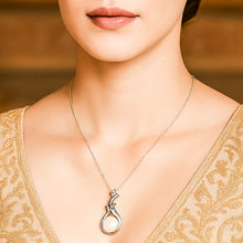 Load image into Gallery viewer, Flowery Pearl Pendant White Zircon Silver Necklace
