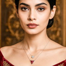 Load image into Gallery viewer, Geometric Layered White Zircon Silver Necklace
