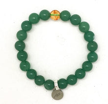 Load image into Gallery viewer, Green Aventurine bracelet with single citrine bead and 925 sterling silver charm
