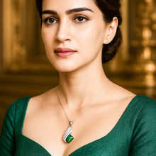 Load image into Gallery viewer, Green Roman Crystal Silver Necklace
