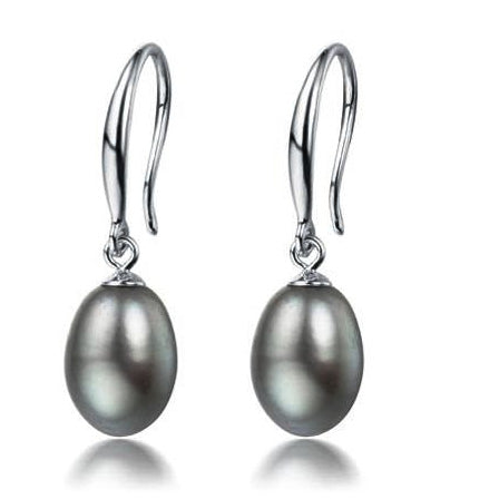Grey Drop Pearl Clip on Silver Earrings