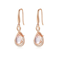 Hibiscus Stone  Dangling Rose Gold Silver Earrings