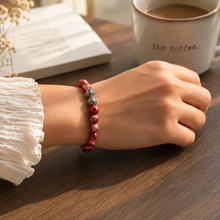 Load image into Gallery viewer, Hued Red Jasper Stone Silver Bead Bracelet (8 MM)
