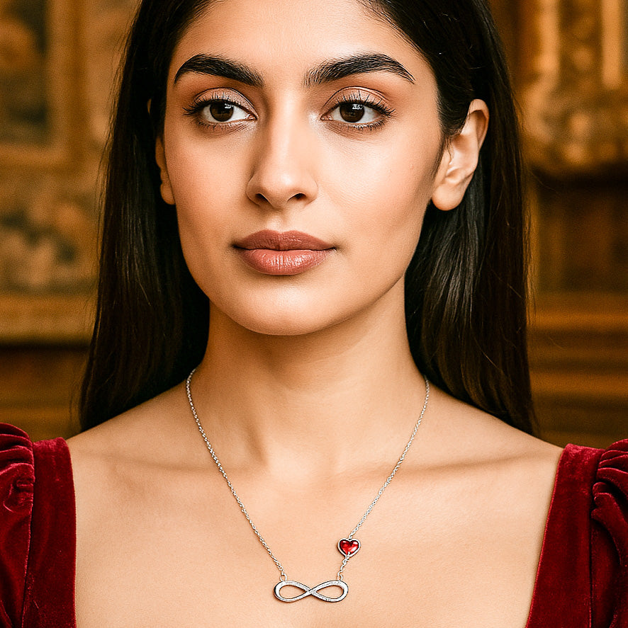 Infinity Heart Swarovski Crystal Silver Necklace