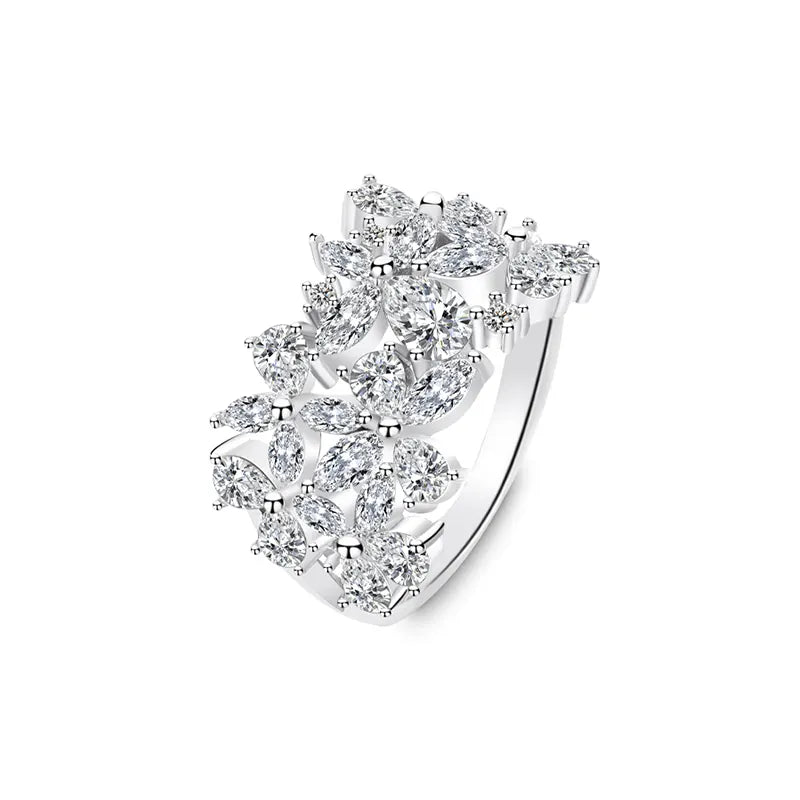 Pear de Marquis Cut White Zircon Silver Ring