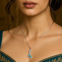 Load image into Gallery viewer, Mermaid Tail Blue Zircon Pendant Silver Necklace

