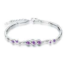 Load image into Gallery viewer, Purple White Zircon Heart Adjustable Silver Bracelet
