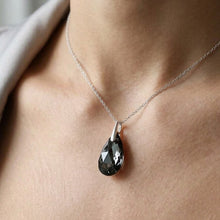 Load image into Gallery viewer, Milano_Black_Drop_Crystal_Silver_Necklace
