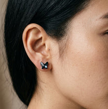 Load image into Gallery viewer, Milano Blue Butterfly Swarovski Crystal Earrings worn on a woman's ear
