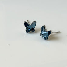 Load image into Gallery viewer, Milano Blue Butterfly Swarovski Crystal Earrings pair in 925 Sterling Silver
