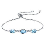 Natural Blue Topaz White Zircon Silver Bracelet