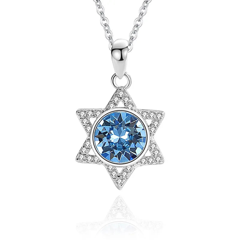 Vega Star Blue Zircon Silver Necklace