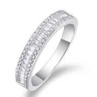 Moissanite ring close-up showcasing a full band of sparkling stones, MysticFlavia jewellery