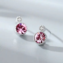 Load image into Gallery viewer, Pink_Circle_Swarovski_Crystal_Earring_1
