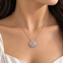 Load image into Gallery viewer, Pink gemstone pendant necklace styled on a model by MysticFlavia
