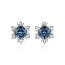 Load image into Gallery viewer, Princess Diana Swarovski Crystal Stud Silver Earrings
