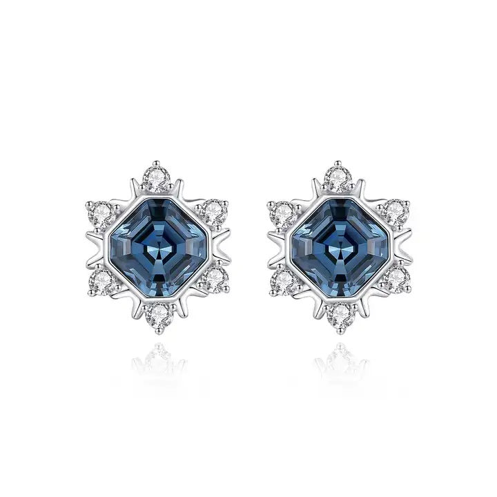 Princess Diana Swarovski Crystal Stud Silver Earrings
