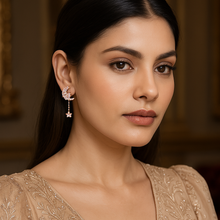 Load image into Gallery viewer, Rose Gold Dangle Star Zircon Silver Earrings
