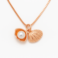 Rose gold oyster pearl pendant silver necklace with shell-inspired design